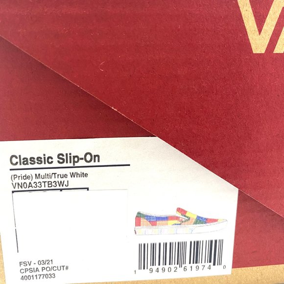 VANS Classic Slip On Men's PRIDE LGBTQ+ Multicolor Rainbow Low Top VN0A33TB3WJ - Picture 9 of 10